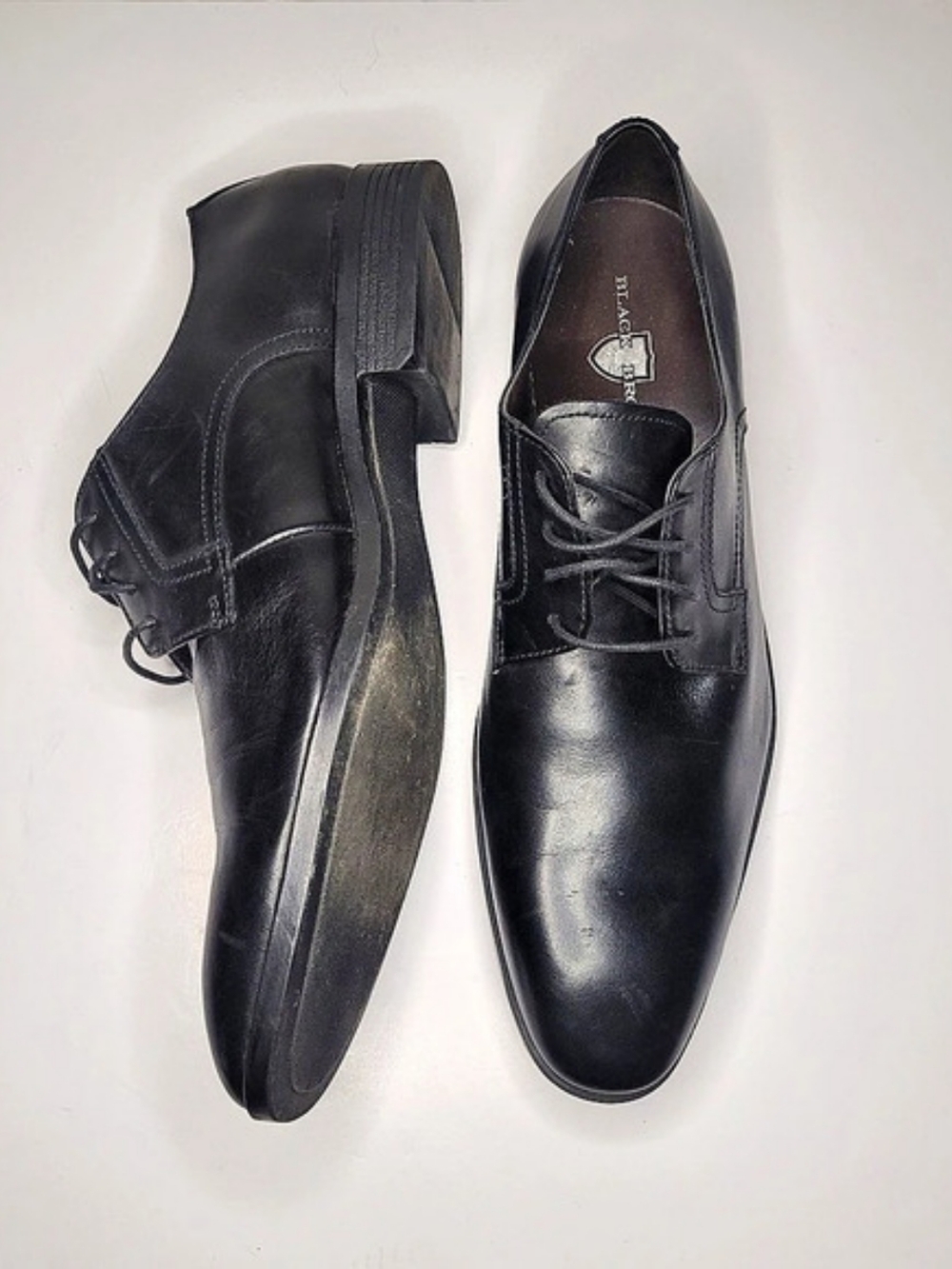 Black Brown 1826 Men's Black Leather Oxford Derby Dress Shoes Size US 10M - Picture 5 of 11